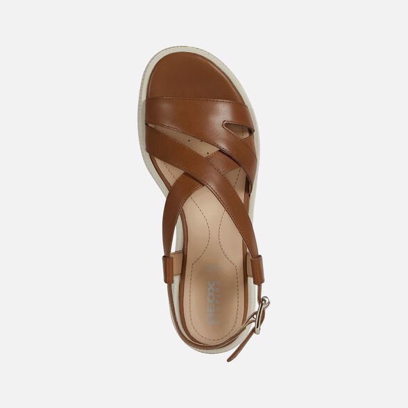 Sandal nữ xuất dư thương hiệu G.e.o.x quai da bò nguyên miếng, đế eva siêu mềm dẻo và êm ái.