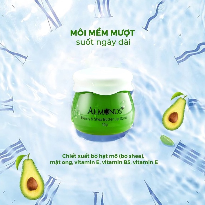 Bộ đôi dưỡng môi ALMONDS sáp dưỡng hồng mềm môi và tẩy da chết