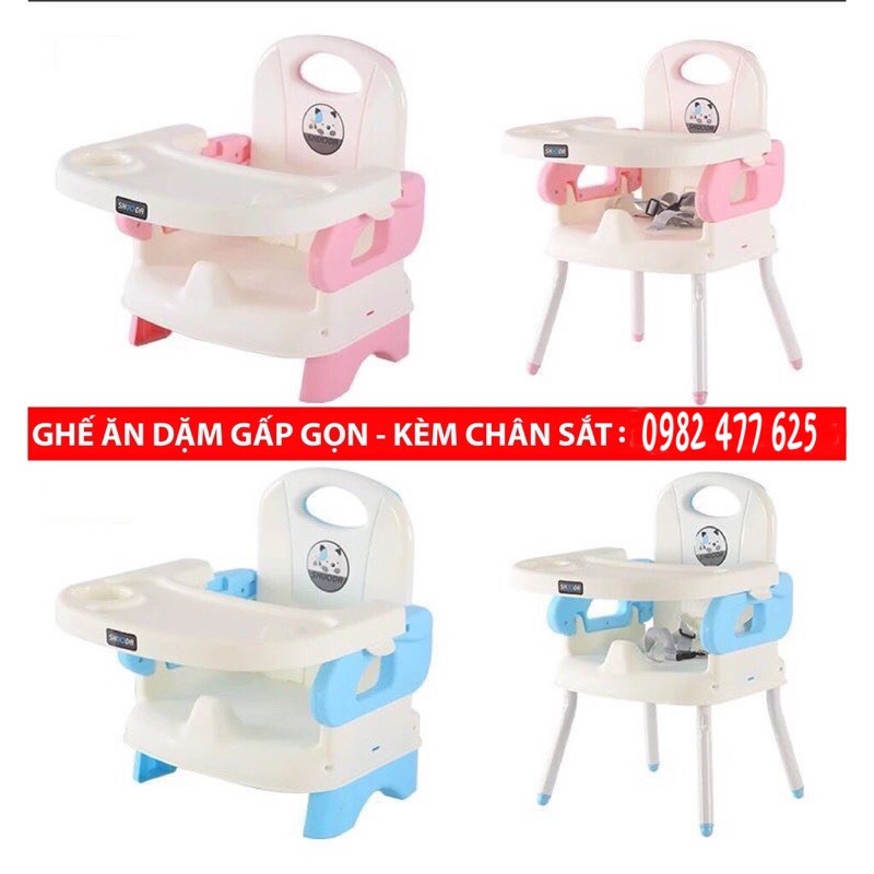 Ghế Ăn Dặm, Ghế Ăn Dặm Gấp Gọn Có Chân Sắt