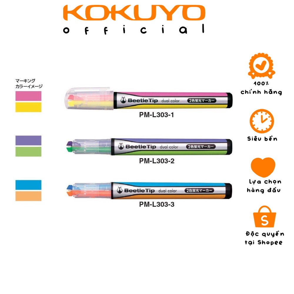 Bút Đánh Dấu 2 Màu Kokuyo Beetle Tip