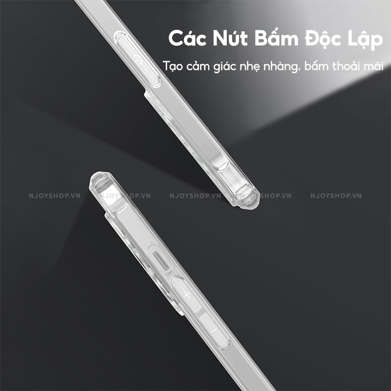 Ốp Lưng Kính Cường Lực Cao Cấp Chống Ố Vàng Hybrid Clear 4 Góc Chống Sốc Cho Điện Thoại 13 Pro Max Njoyshop