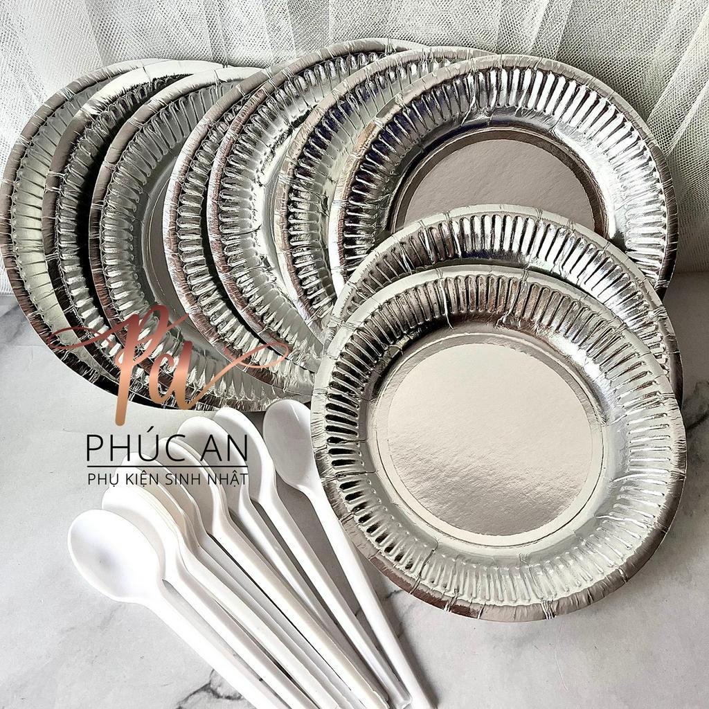 Bộ 10 muỗng dĩa bạc 14cm trang trí bàn tiệc sinh nhật hpbd party