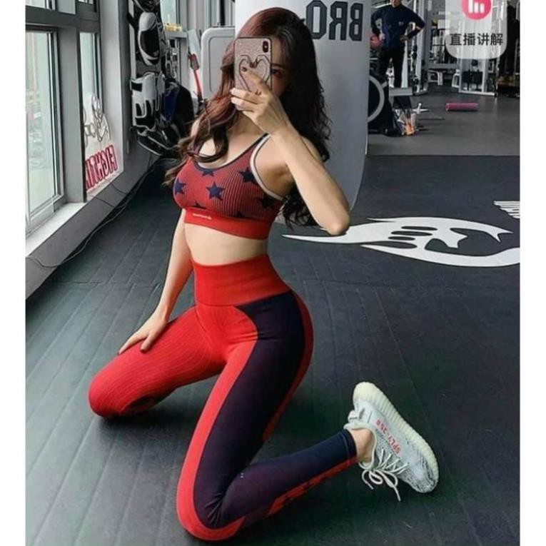 Đồ tập gym nữ , bộ tập gym và yoga thun dệt kim ngôi sao sẵn mút Sexy 💯 ❣️