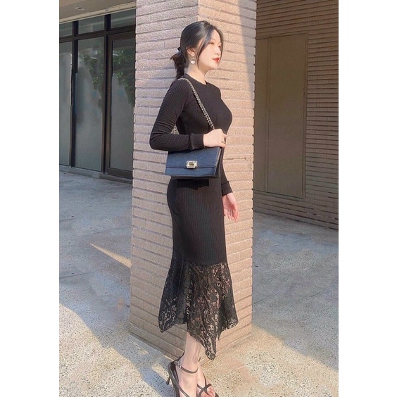 Đầm body len tăm hot trend phối ren cực xinh ktvyshop