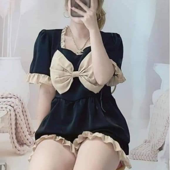 Set Bộ Ngủ Tiểu Thư, Váy Nơ Baby Doll  Siêu Xinh Nhiều Màu