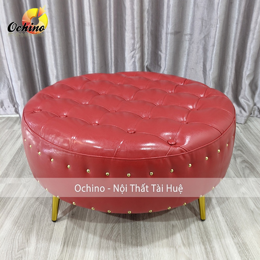 Đôn Tròn Sofa Chụp Hình và Trang Trí Chân Vàng Cách Điệu size 80cm ( Đủ màu)