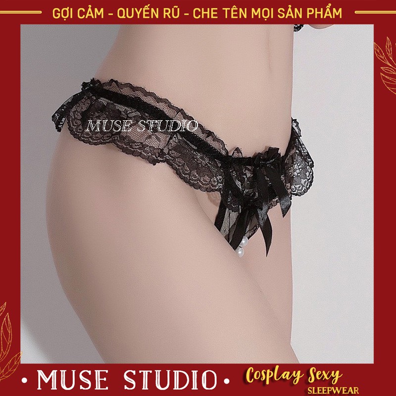 Đồ lót sexy - Quần lót lọt khe phối voan đính hạt