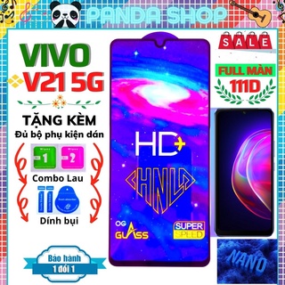 Kính cường lực vivo v21 5g dán full màn hình HD+ trong suốt - Độ cứng cực cao bảo vệ điện thoại vỡ màn hình.