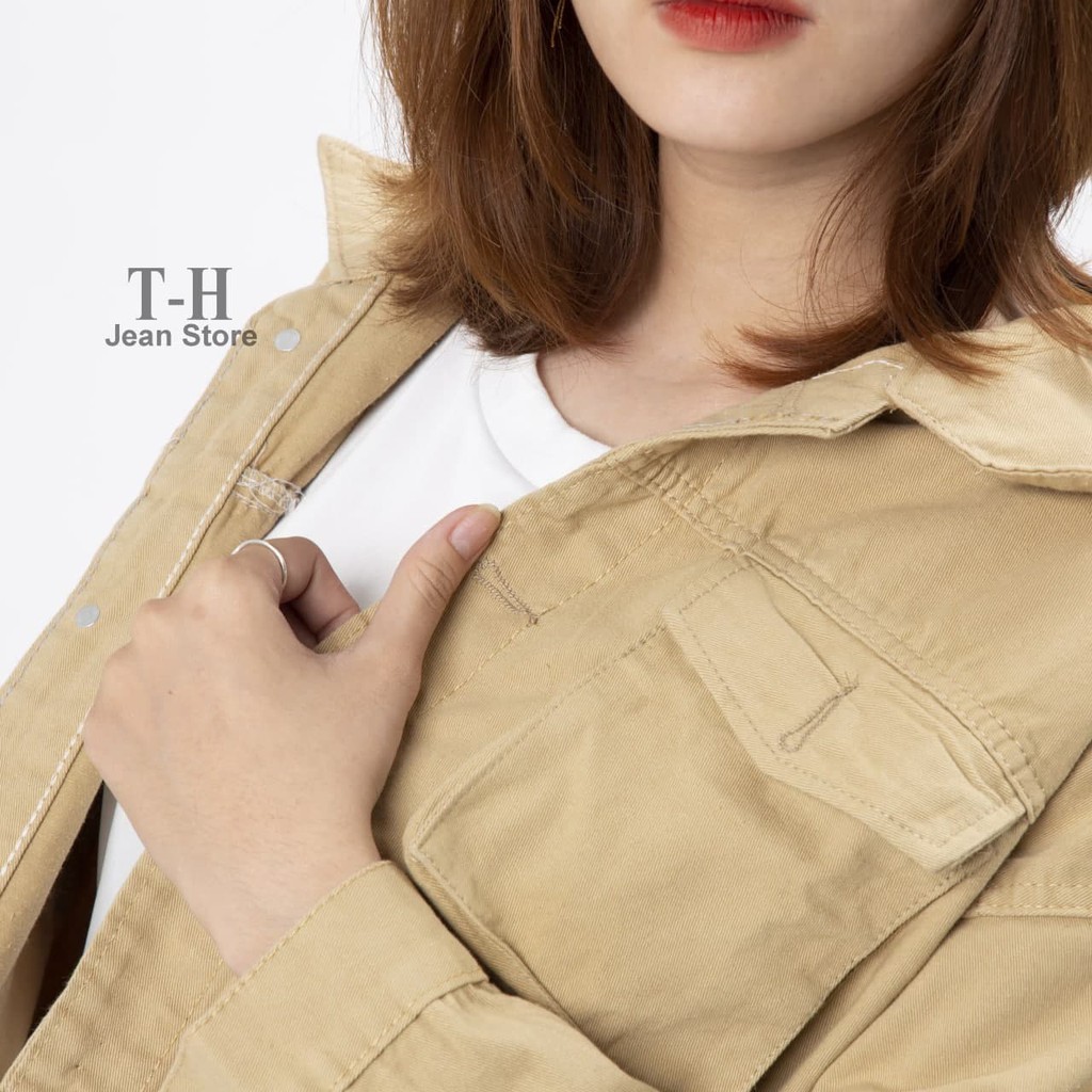 Áo khoác kaki nữ túi hộp TH Sotre nhiều màu cá tính phong cách ulzzang chống nắng | BigBuy360 - bigbuy360.vn