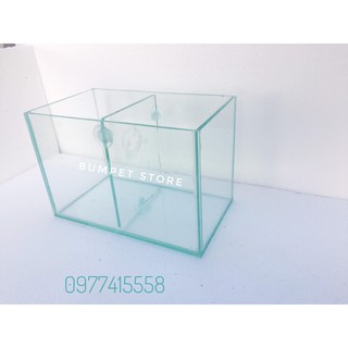 Bể cá cảnh mini 2 NGĂN( DỄ THÁO LẮP), bể cá betta Tặng kèm thức ăn cá