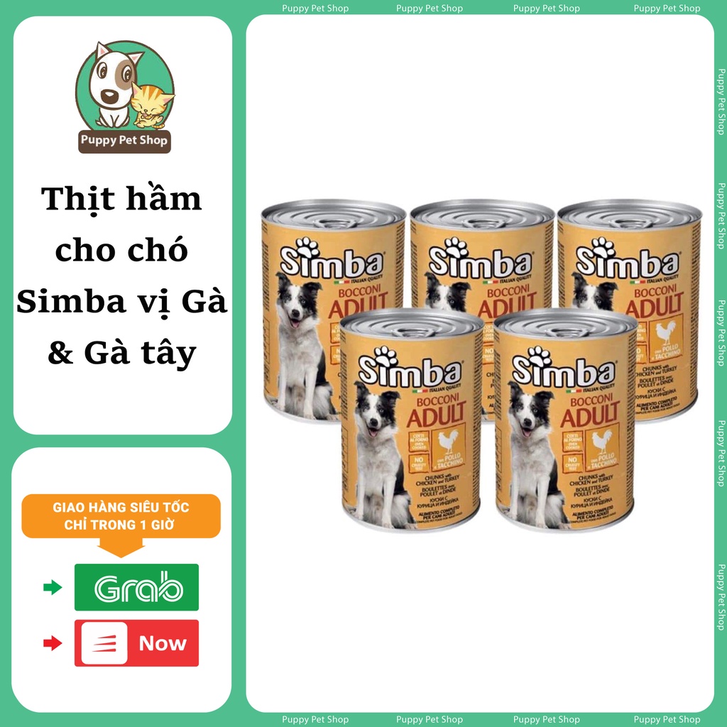 [HOT] Pate lon cho chó SIMBA 415gr vị GÀ &amp; GÀ TÂY- Nhập khẩu Ý