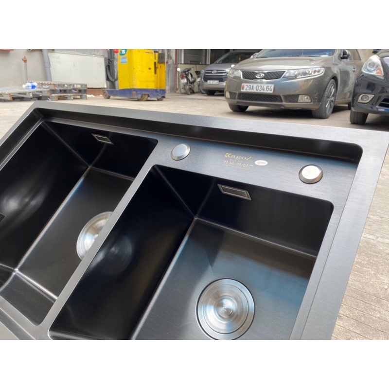 Chậu rửa bát inox mạ nano Kagol bậc thang
