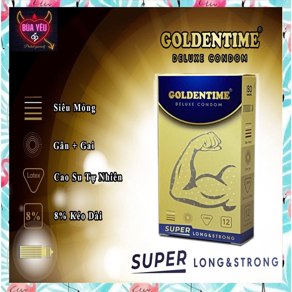 Bao cao su Gân Gai Goldentime cải tiến 9% benzocain tăng cảm giác yêu đương - kéo dài thời gian siêu hot 2022