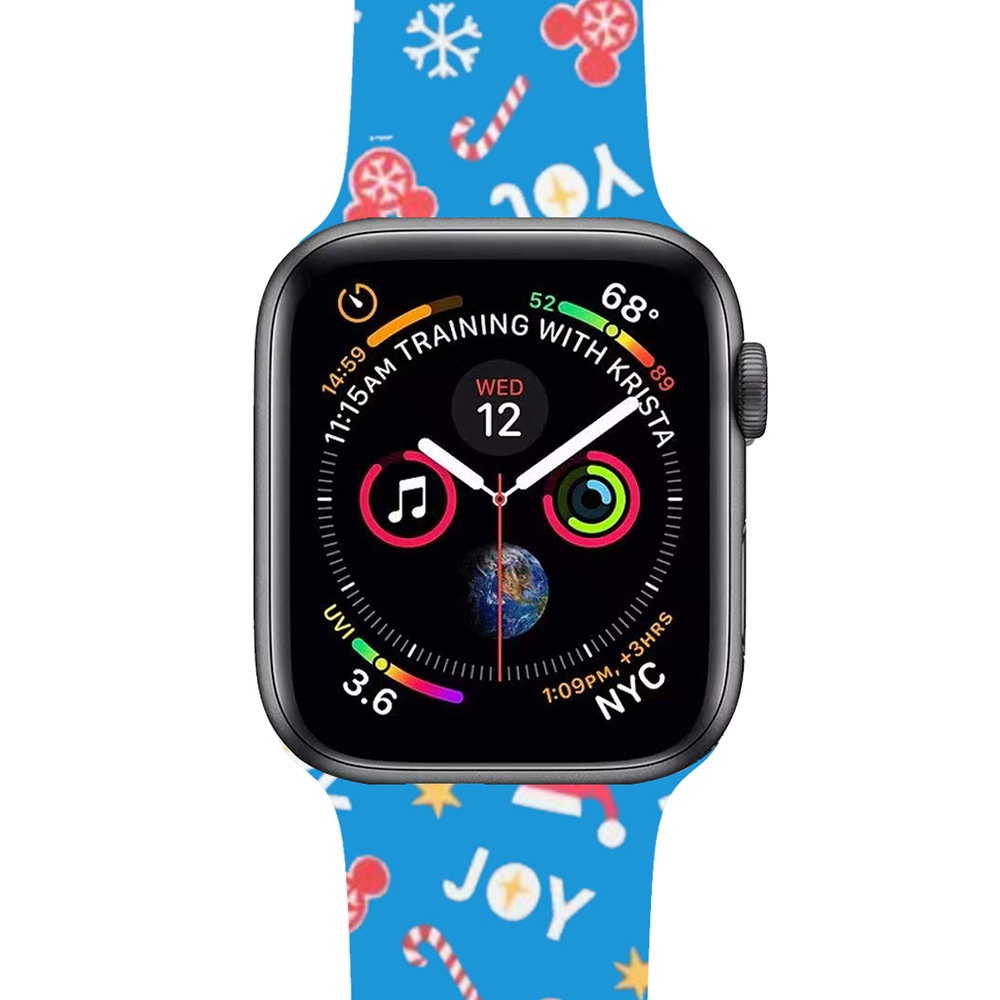 Dây Đeo Đồng Hồ In Họa Tiết Hoạt Hình Phong Cách Giáng Sinh 45 41 44 40 38 42Mm Cho iWatch 7 5 4 3 2 1 6 SE m