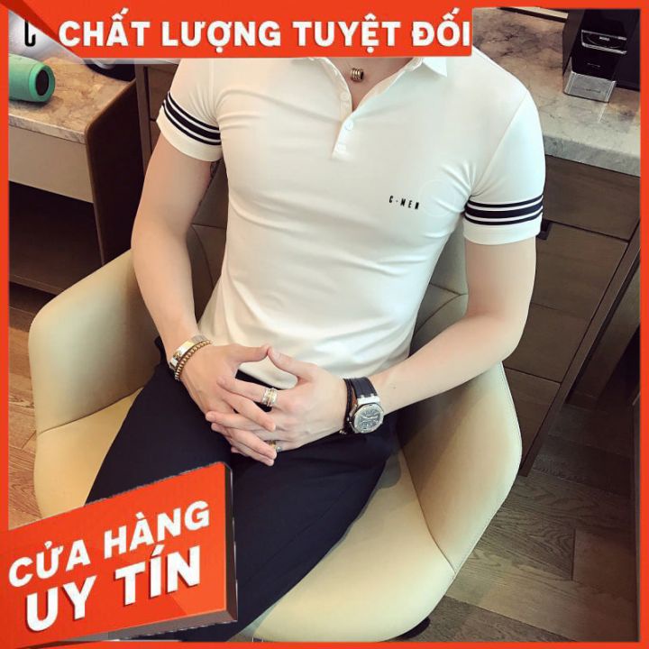 Áo polo, áo phông nam cổ bẻ phối kẻ tay H2T chất liệu 100% cotton form regular fit đơn giản mà sang trọng