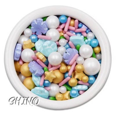 Sprinkle mix tím vàng trắng xanh hộp 85 gam