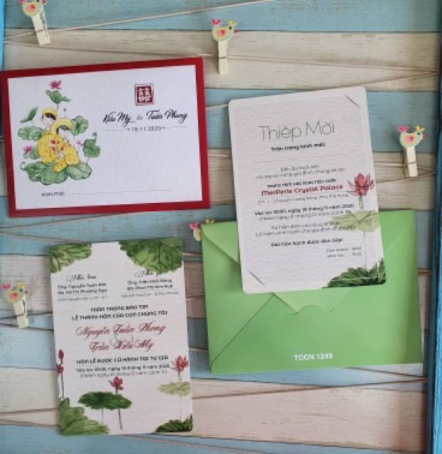Rẻ vô địch thiệp cưới thiết kế in tên, ảnh ngoài phong bì