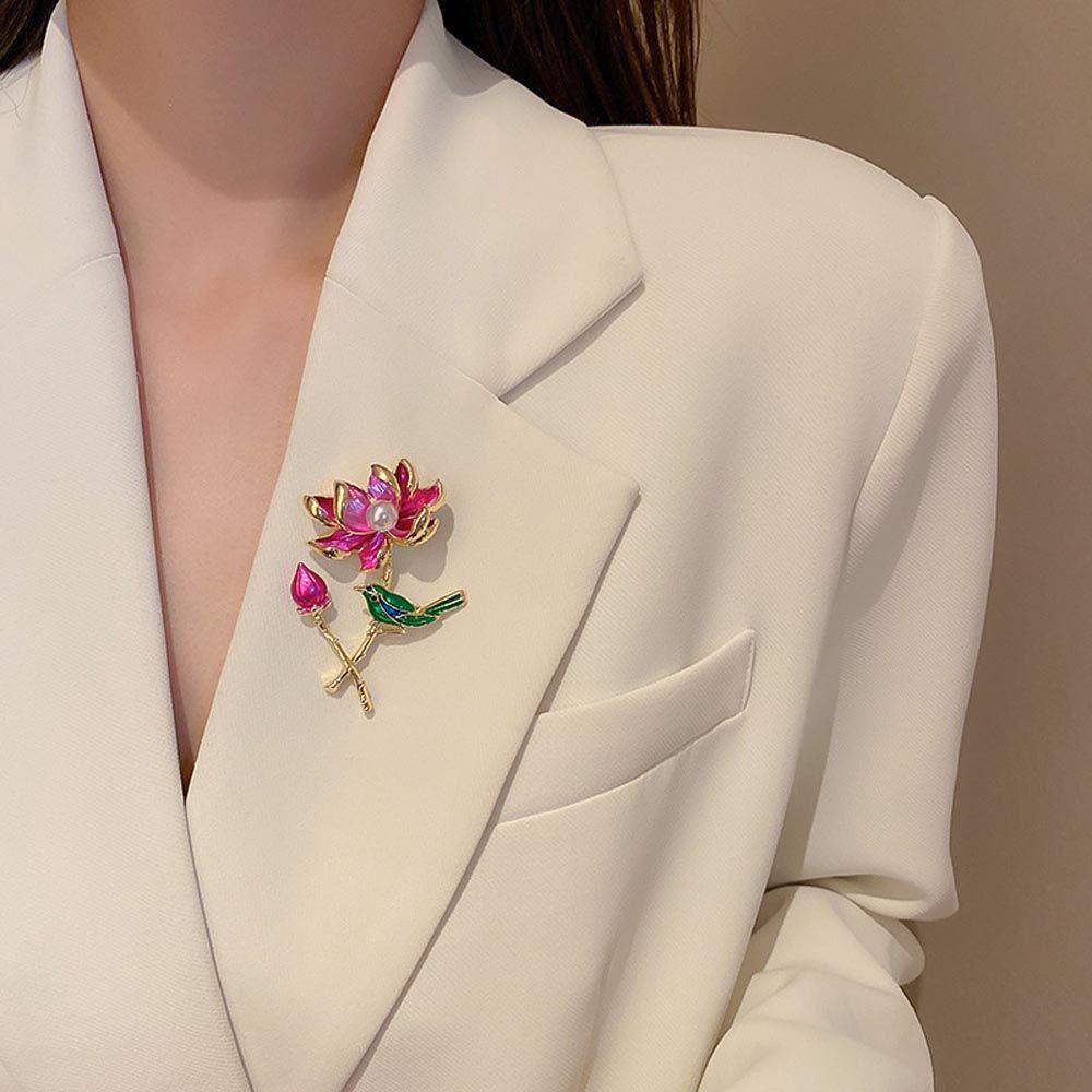 Ghim Cài Cổ Áo Hình Hoa Sen Dầu Khô Thanh Lịch Cho Nữ