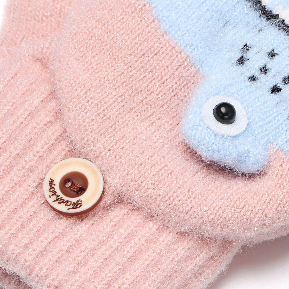 1 Đôi Găng Tay Hở Ngón Dày Dặn Mềm Mại Giữ Ấm Cho Bé 5-12 Tuổi