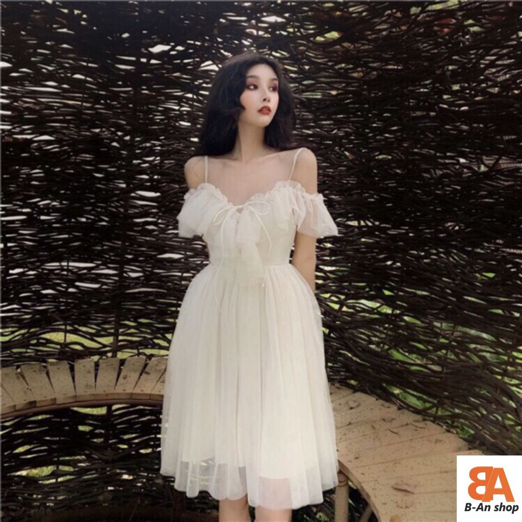 Đầm 2 dây lưới nhúm đan dây ngực | BigBuy360 - bigbuy360.vn