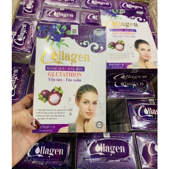 Collagen Glutathion  Măng Cụt Đậu Biếc Zenpali - Cốm Uống Đẹp Da 30 gói