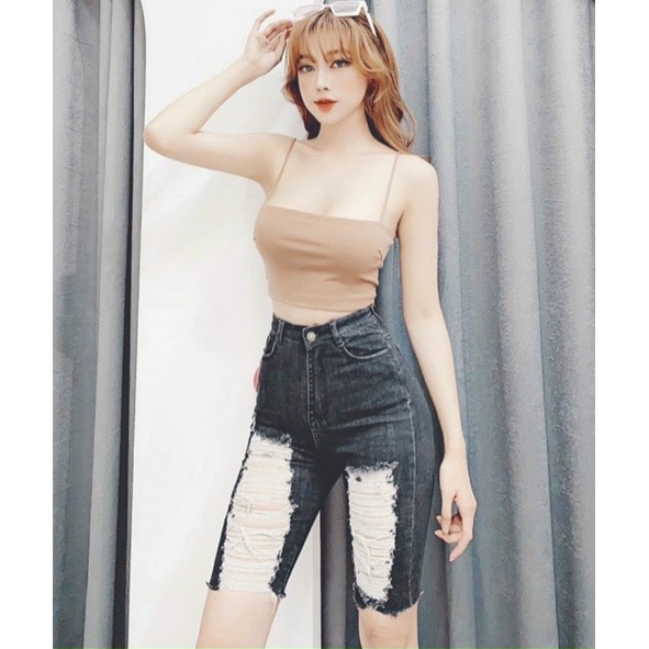 Quần jean ngố nữ màu xám, quần lửng co giãn form vừa, chất liệu cực đẹp không phai màu AnNgo - AT183