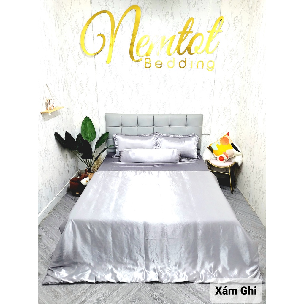 🔥GIẢM SỐC🔥 Trọn bộ 5 món phi lụa Thái Tuấn cao cấp hàng loại1,chăn ga gối phi lụa hàng may, ẢNH CHỤP THẬT Nemtot Bedding