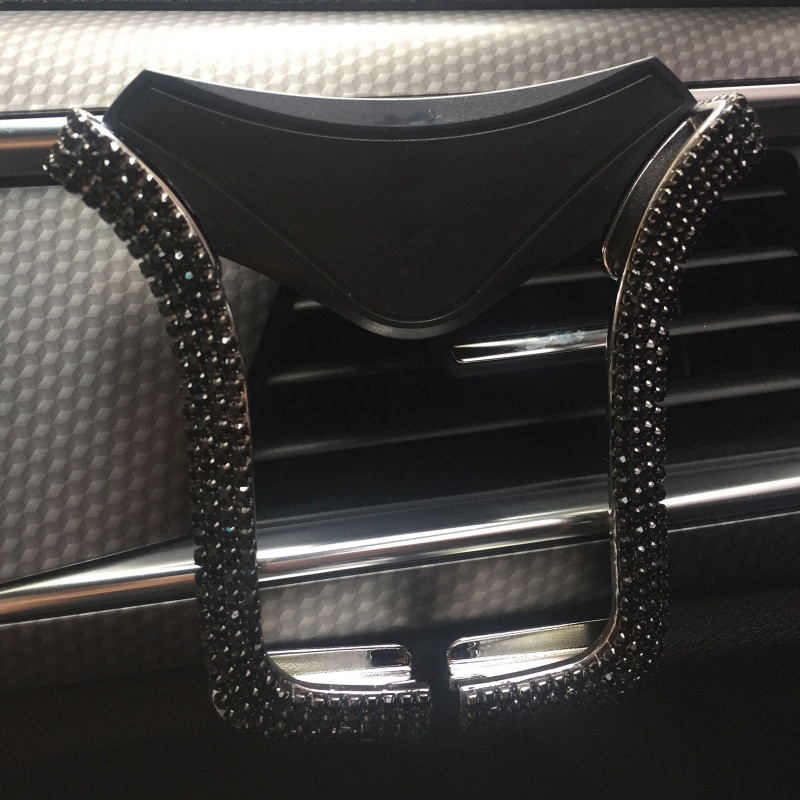 Giá Đỡ Điện Thoại Hình Chữ U Đính Đá Gắn Lỗ Thông Gió Xe Hơi SUV