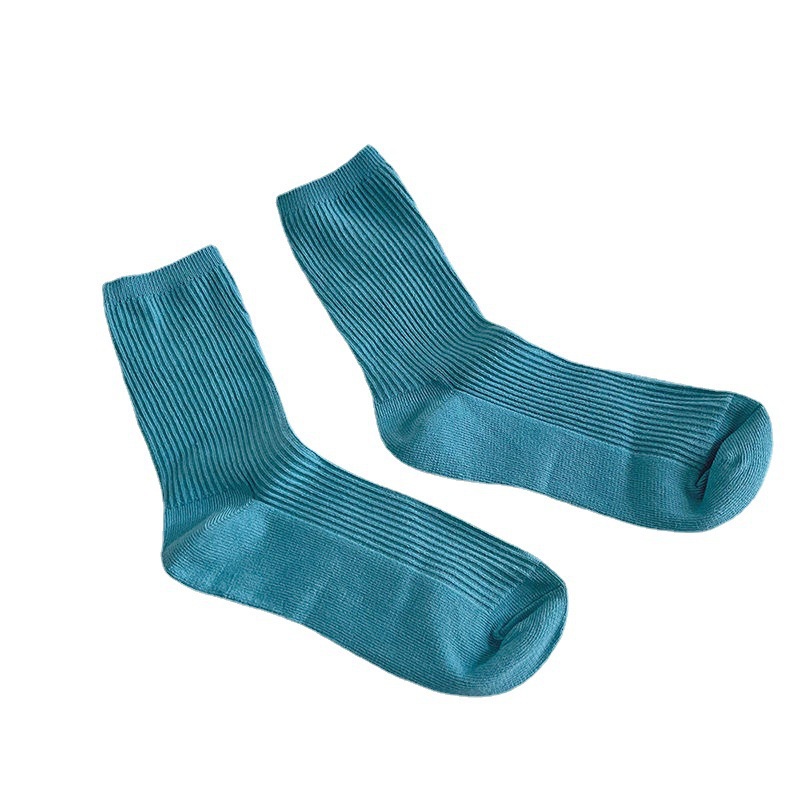 Tất Vớ Cao Cổ Tone Xanh Sọc Dọc Đơn Giản Thời Trang Nhật Bản