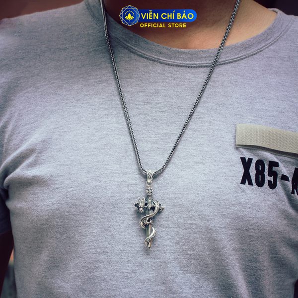 Mặt dây chuyền nam Thiên Long rồng cuốn chất liệu bạc Thái 925 thương hiệu Viễn Chí Bảo M100439