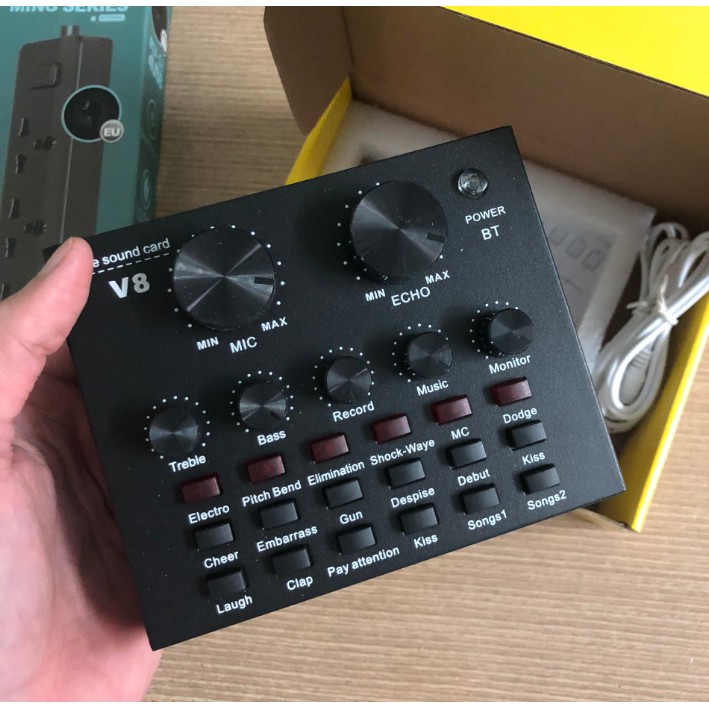 Soundcard V8 Autotune chuyên hát livestream có bluetooth HAI PHIÊN BẢN