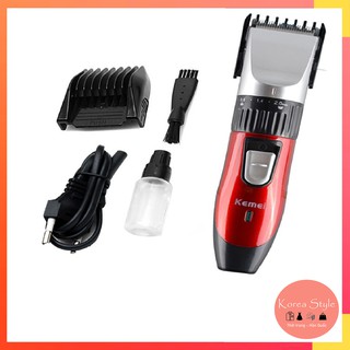 Tông Đơ Cắt Tóc Gia Đình Kemei KM-730 Tặng Kèm Áo Choàng Cắt Tóc Chống Nước + Dao Cạo