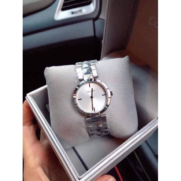 Đồng Hồ Nữ Calvin Klein dây kim loại mầu trắng case 30mm