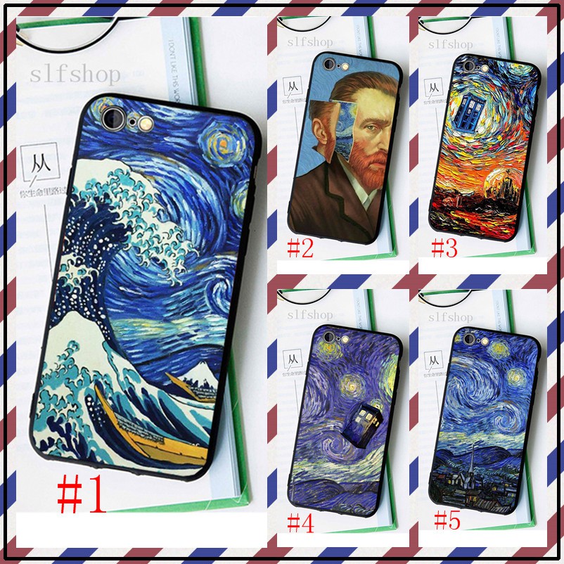 Samsung Galaxy J7 Neo Duo Max Plus Prime Pro Core Printed Shell Black soft Phone case van gogh starry night