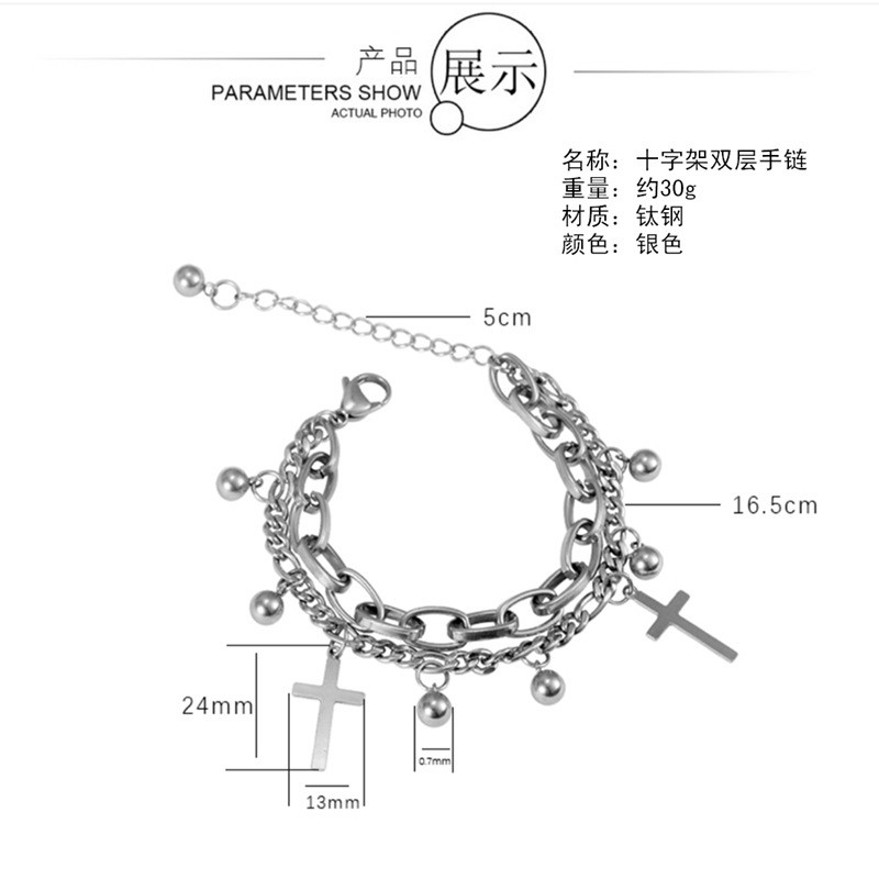 Vòng Đeo Tay Lớp Phối Mặt Thánh Giá Thời Trang Cho Nữ