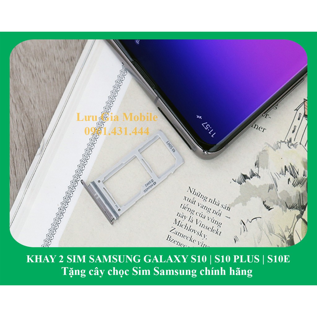 Khay 2 Sim Samsung Galaxy S10 | S10 Plus | S10E chính hãng G975 G973 G970 + Tặng cây Chọc Sim chính hãng