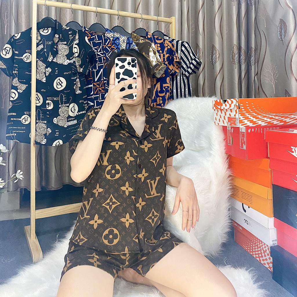Pijama - Bộ ngủ cộc cao cấp chất liệu lụa latinh - Hàng Việt Nam xuất khẩu