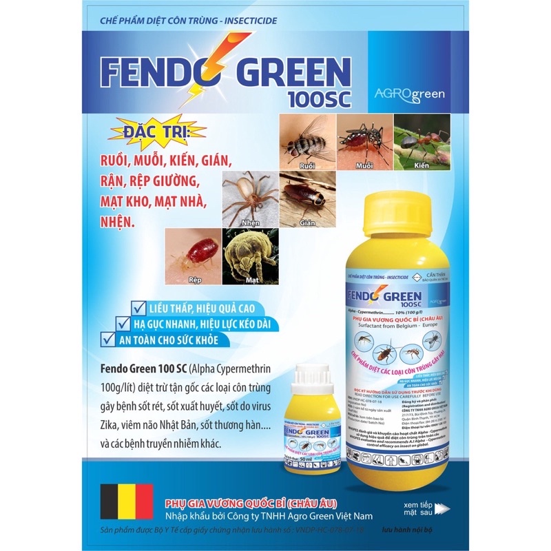 Thuốc diệt côn trùng không mùi fendogreen chai 1 lít
