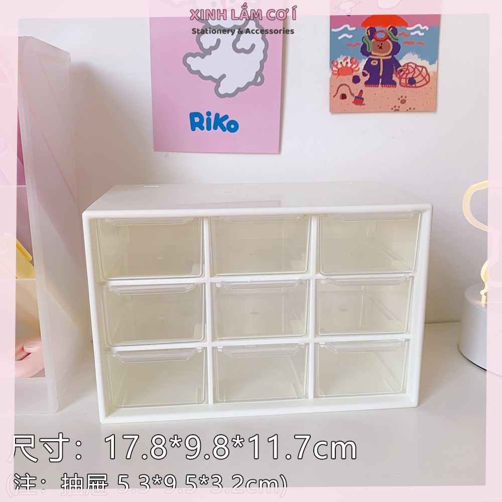 Hộp Nhựa Đựng Phụ Kiện, Washi Tape, DIY Siêu Xinh Tặng Kèm Sticker