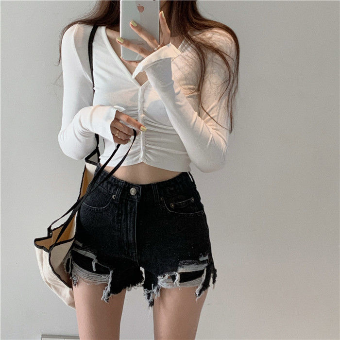 Quần Short Jeans Lưng Cao Cá Tính Cho Nữ | BigBuy360 - bigbuy360.vn