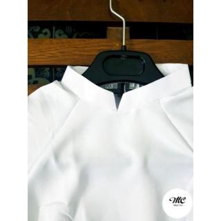 Áo dài truyền thống lụa tây thi trắng -áo dài cà ri