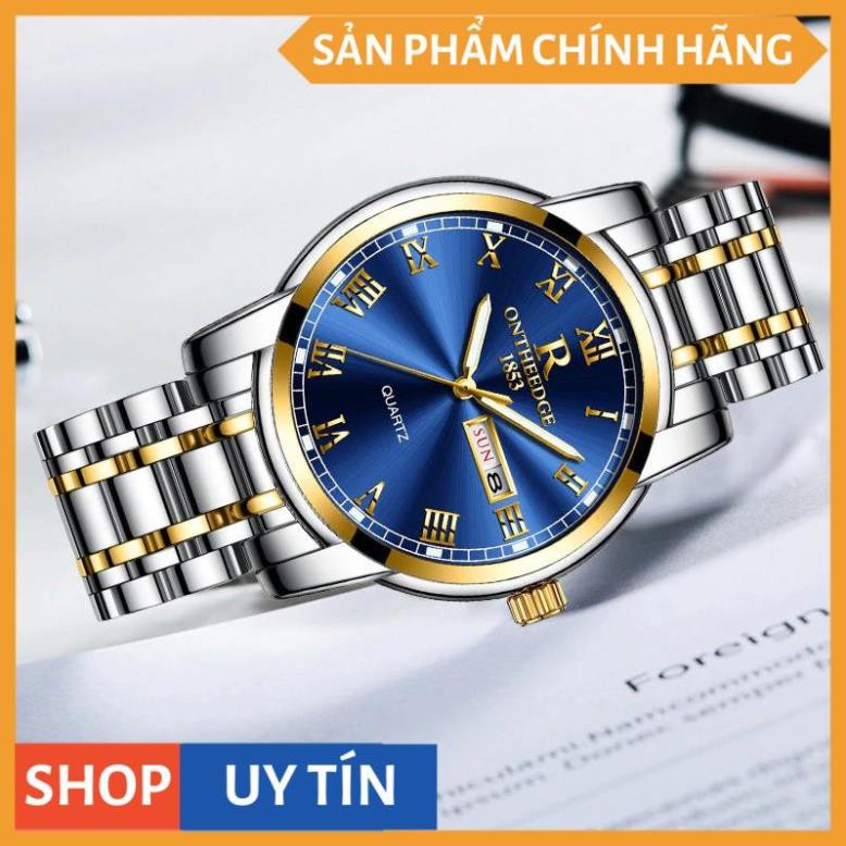 ĐỒNG HỒ NAM R-ONTHEEDGE KÍNH TRÁNG SAPPHIRE DÂY KIM LOẠI KHÔNG GỈ + TẶNG KÈM PIN CAO CẤP