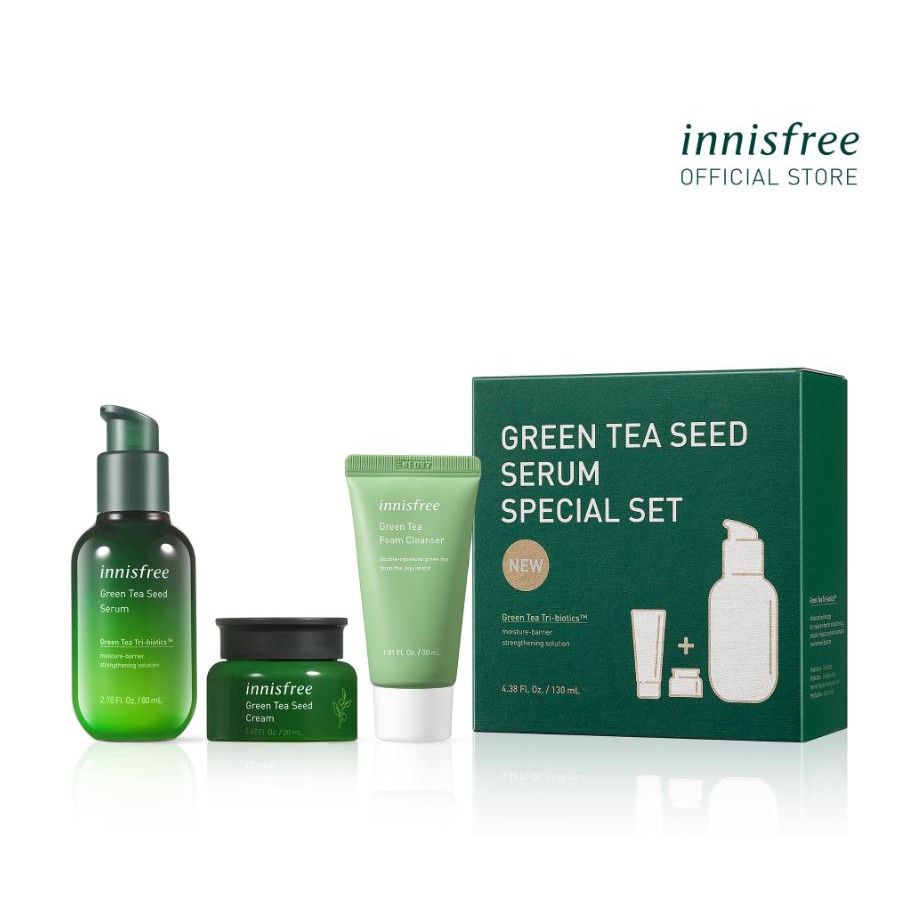 [Mã COSINNI6 -10% ĐH350k] Bộ dưỡng ẩm và bảo vệ da trà xanh Innisfree Green Tea Seed Serum Special Set