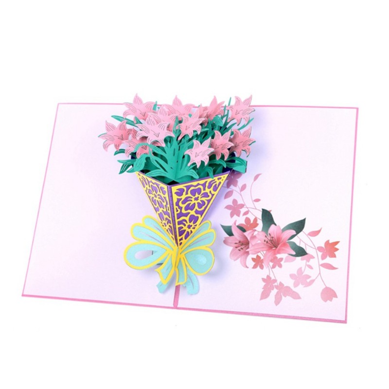 love* Narcissus Greeting Cards Handmade Birthday Wedding Invitation 3D Pop Up Card New