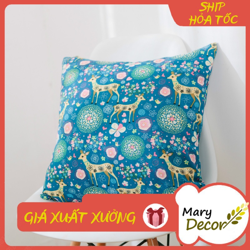 Gối tựa sofa Mary Decor - họa tiết Hươu sao xanh blue G-C08