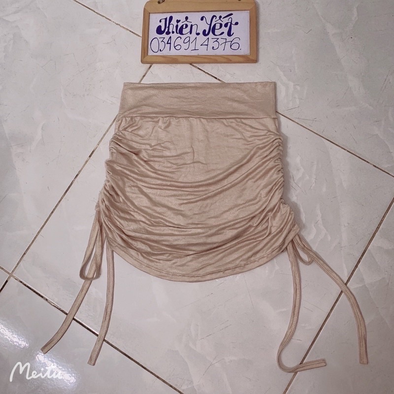 Chân VÁY RÚT DÂY 2 BÊN ÚT chất THUN BORIP kèm quần trong