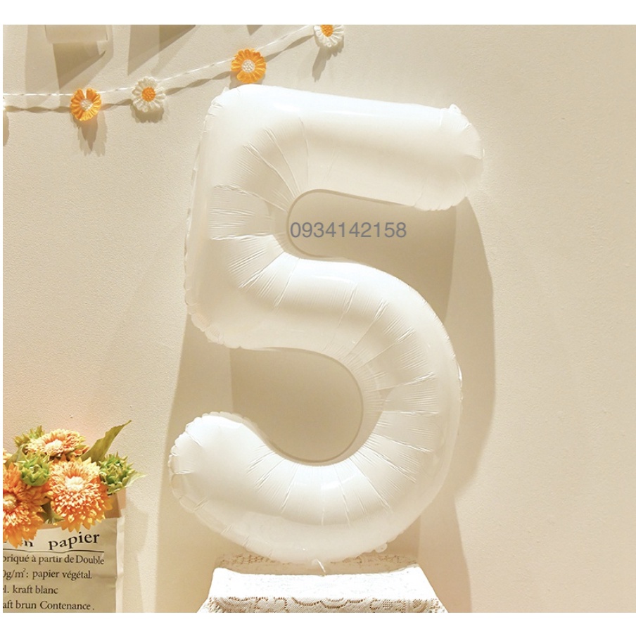 Bóng số tuổi màu trắng - trang trí sinh nhật, thôi nôi, happy birthday, chụp ảnh lưu niệm cỡ lớn 70cm