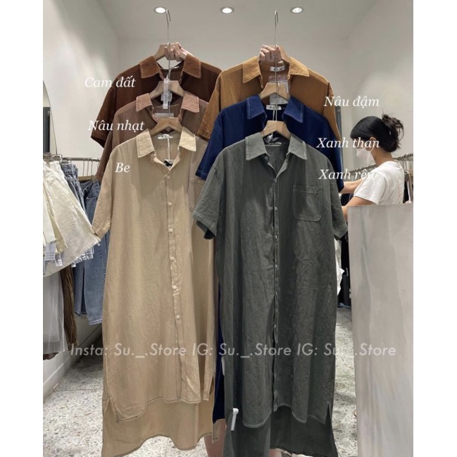 Váy sơ mi vạt vuông đuôi tôm phong cách Hàn Quốc (hàng sẵn) | BigBuy360 - bigbuy360.vn