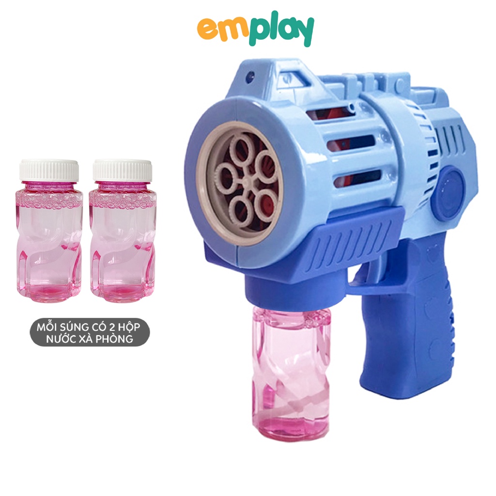 Súng bắn bong bóng xà phòng đồ chơi Emplay cho bé thiết kế 5 nòng cỡ bự cao cấp có đèn và nhạc, làm từ nhựa ABS cao cấp