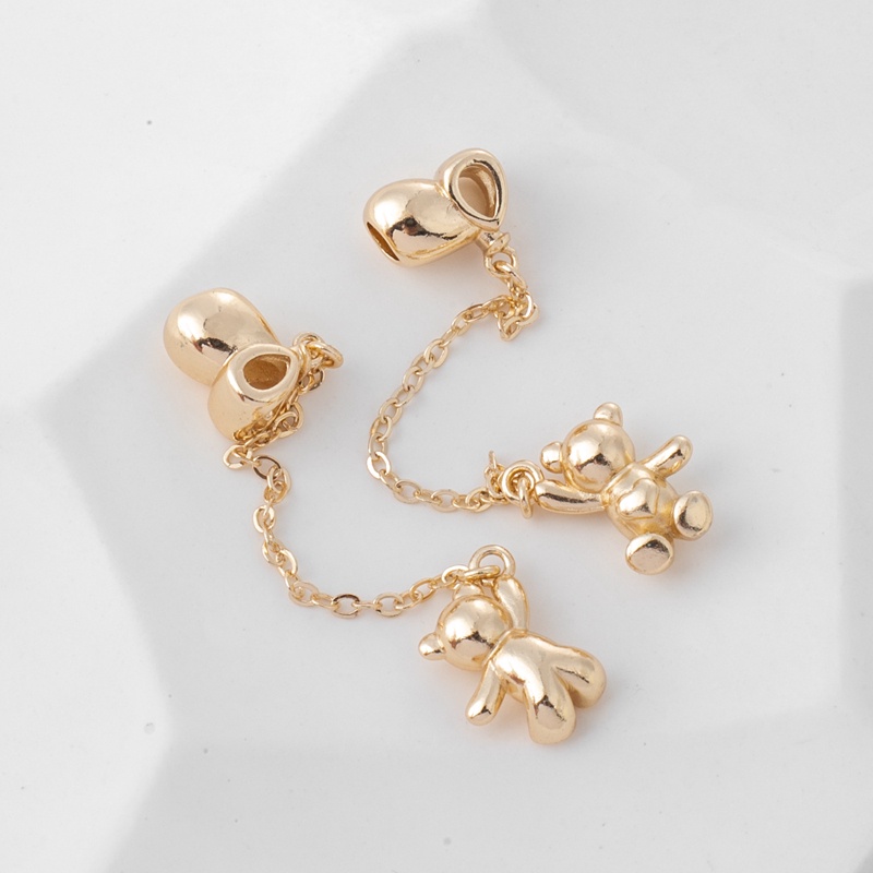 Chuỗi Xích Mở Rộng Vòng Tay/Vòng Cổ Bằng Đồng Mạ Vàng 18k Hình Gấu Mật Ong Màu Vàng Kim
